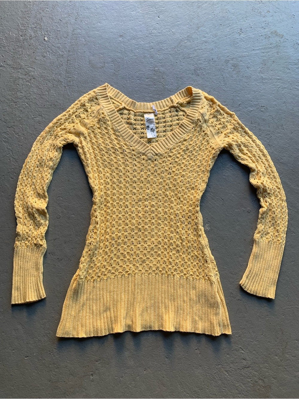 Guess Yellow Knit Sweater